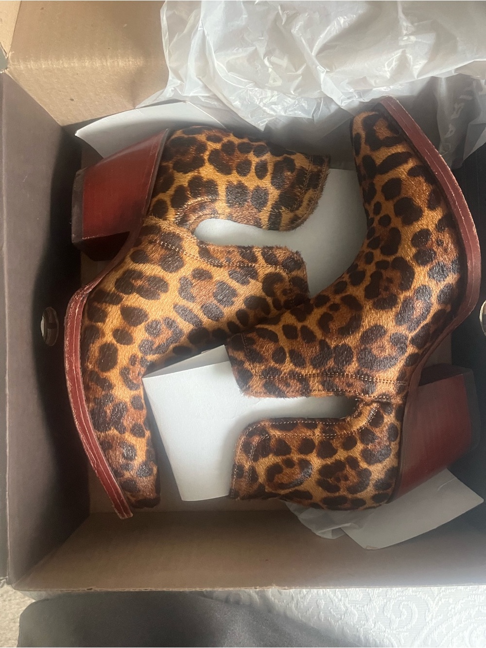 Ariat Leopard-Print Ponyhair Cutout Ankle Booties - Brown/Black
